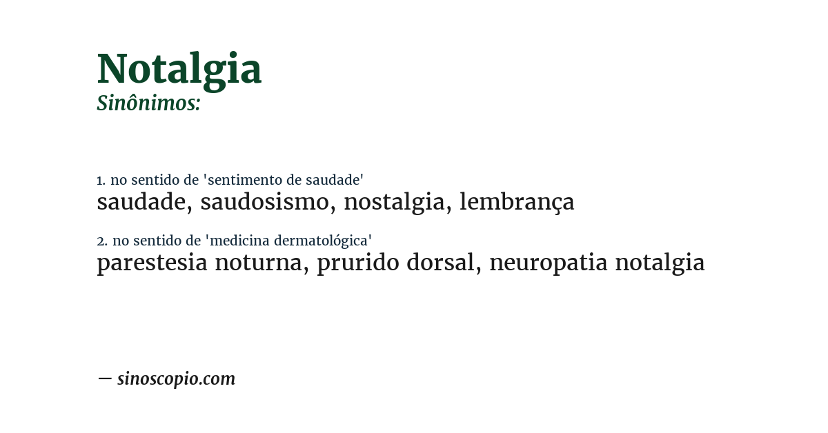 Sinônimo de notalgia