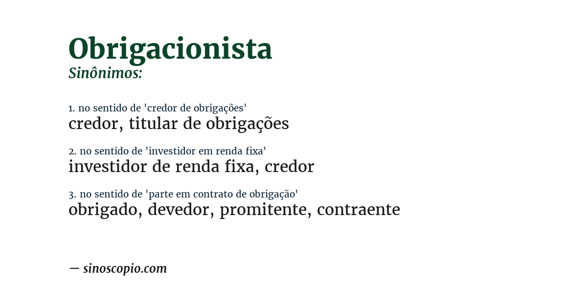 Sinônimo de obrigacionista