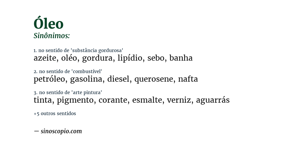 Sinônimo de óleo