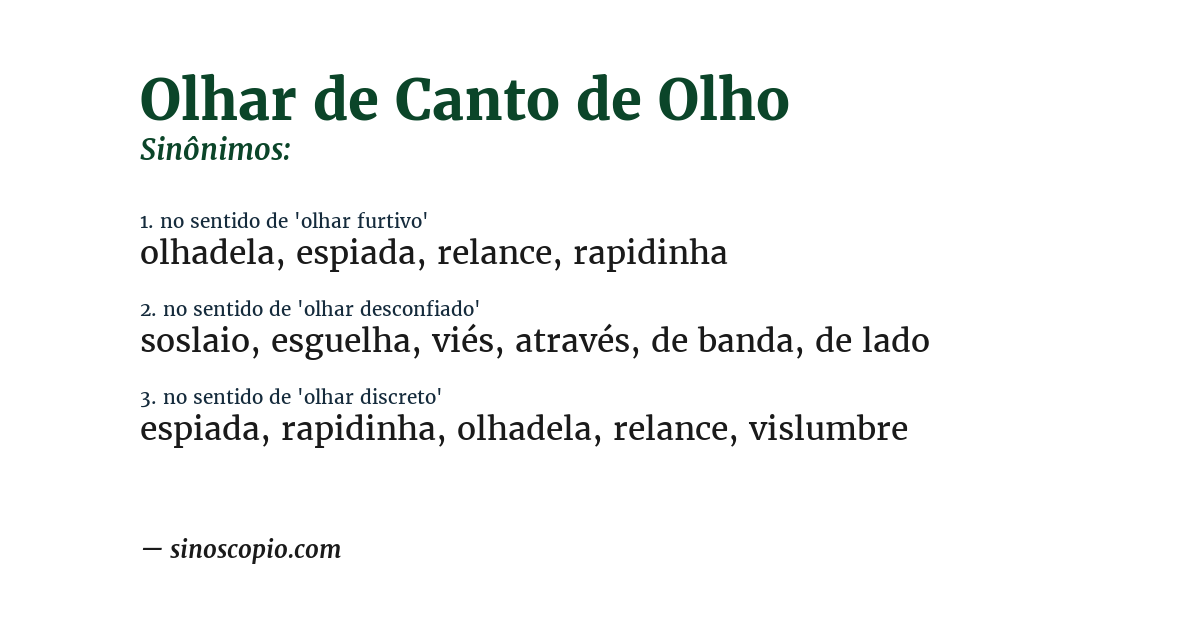 Sinônimo de olhar de canto de olho