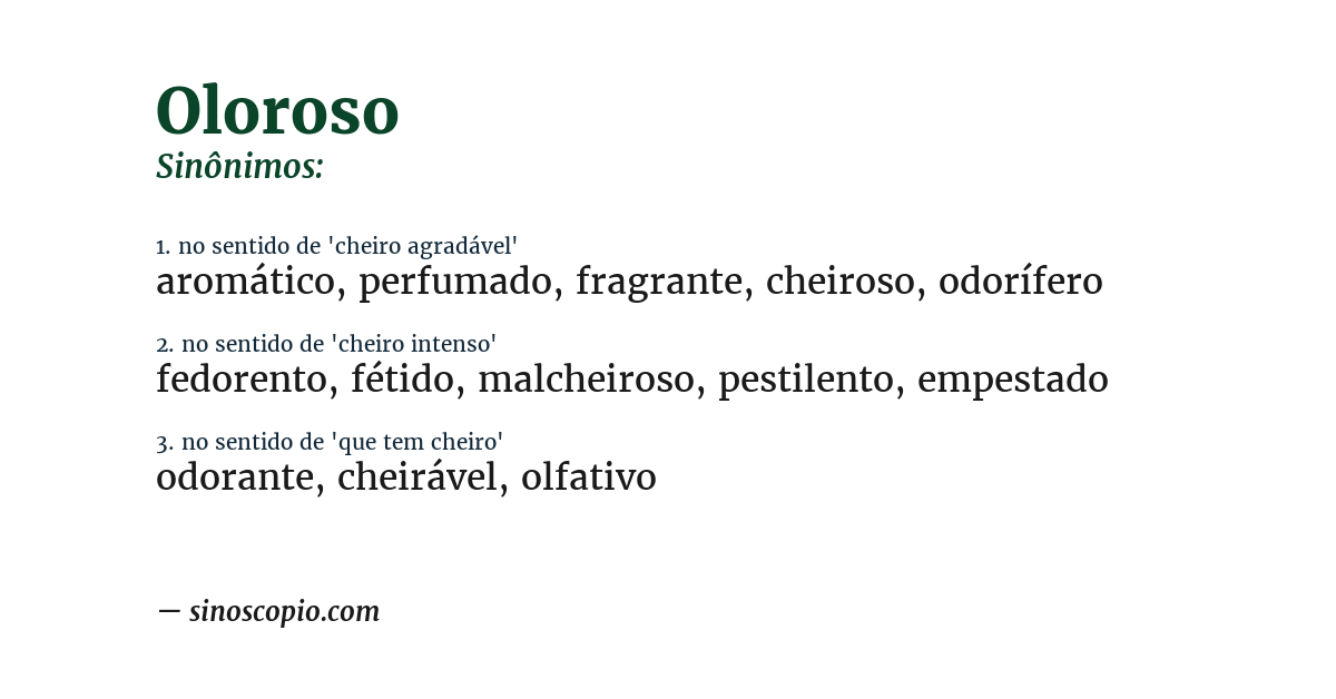 Sinônimo de oloroso