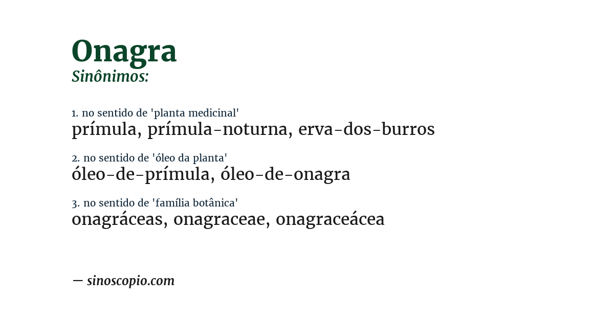 Sinônimo de onagra