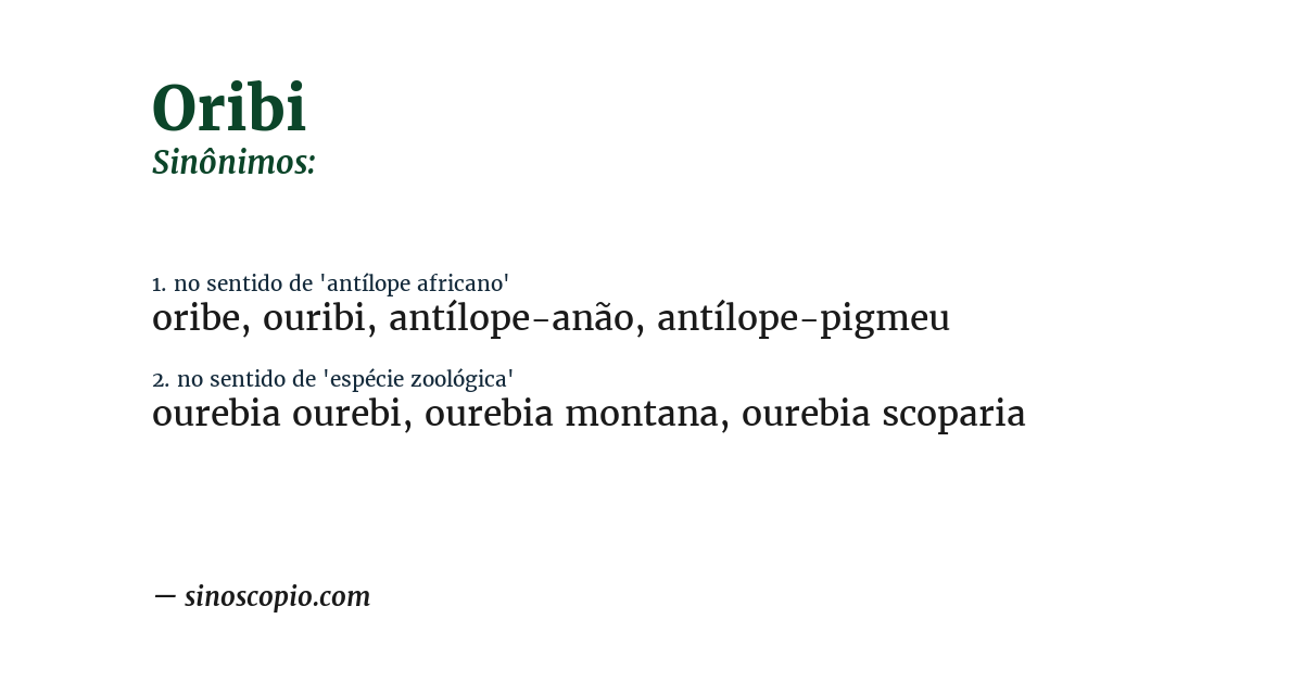 Sinônimo de oribi