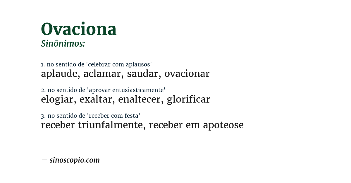 Sinônimo de ovaciona
