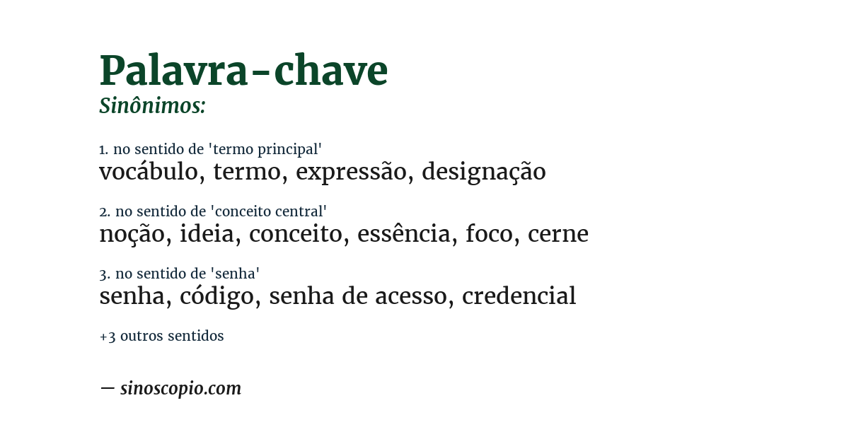 Sinônimo de palavra-chave