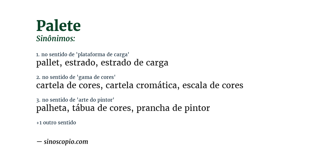 Sinônimo de palete