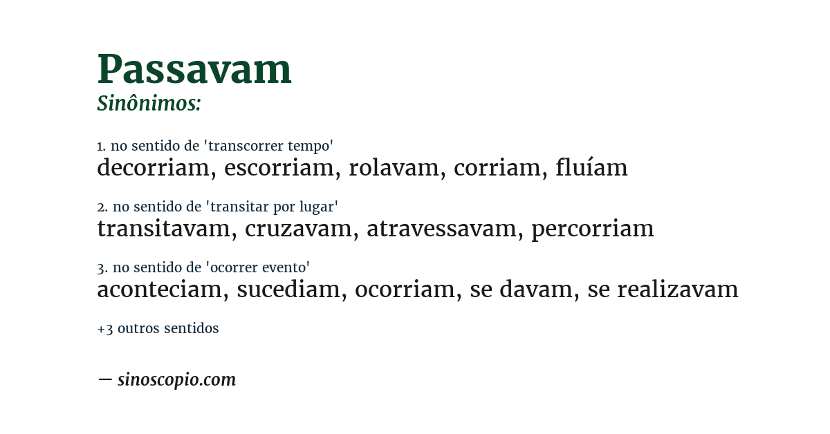 Sinônimo de passavam