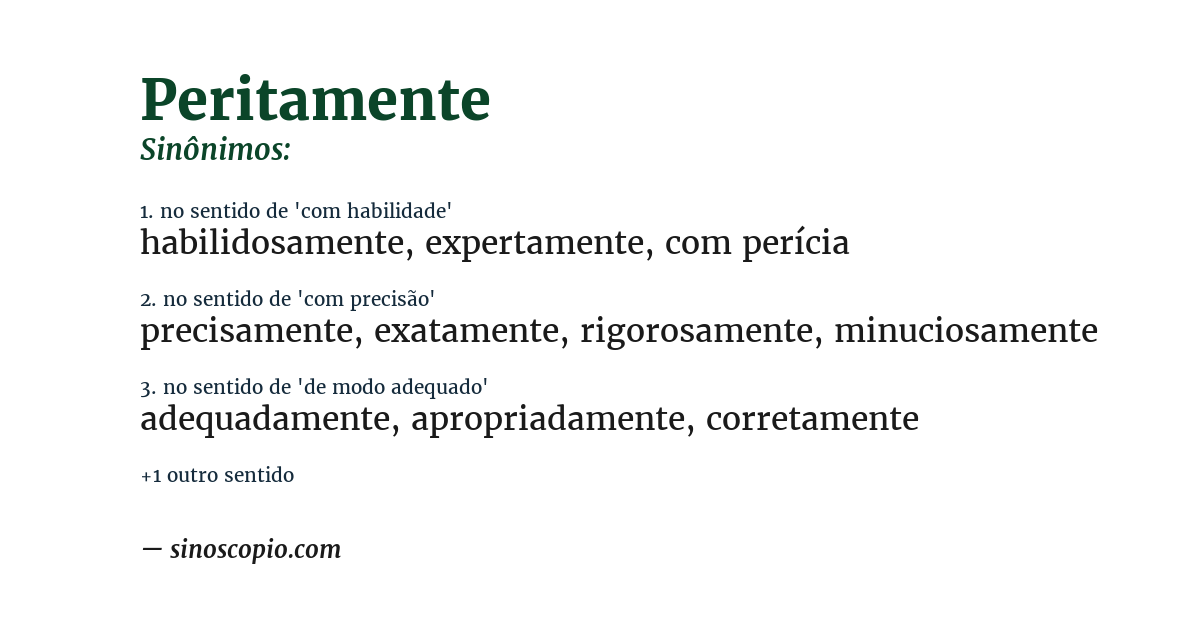 Sinônimo de peritamente