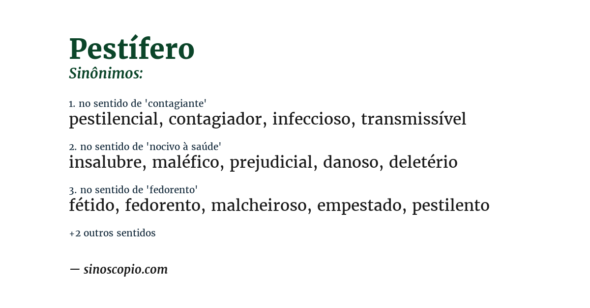 Sinônimo de pestífero