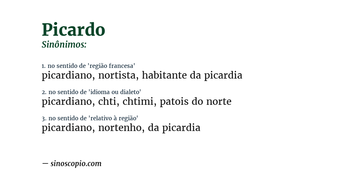 Sinônimo de picardo