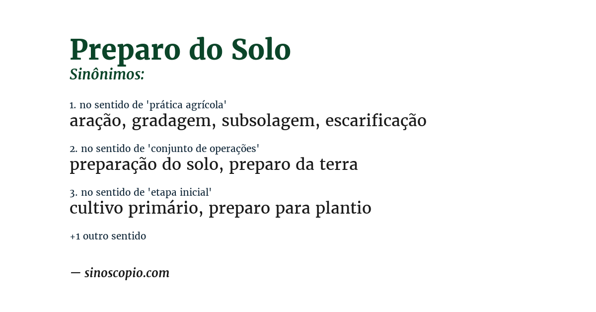 Sinônimo de preparo do solo