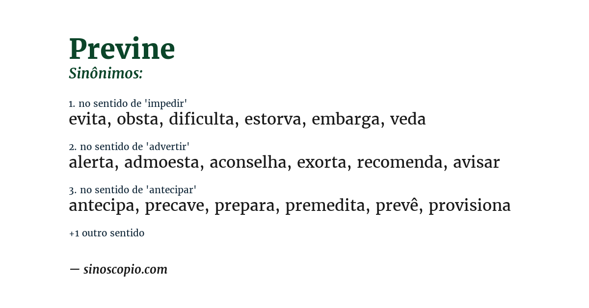 Sinônimo de previne