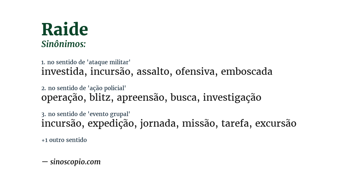 Sinônimo de raide