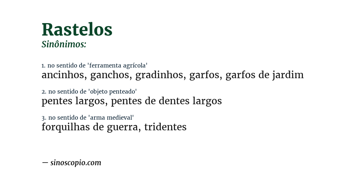 Sinônimo de rastelos