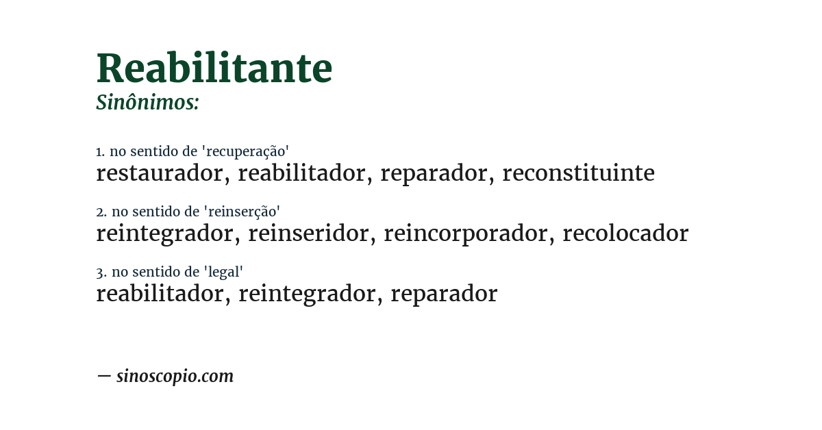 Sinônimo de reabilitante