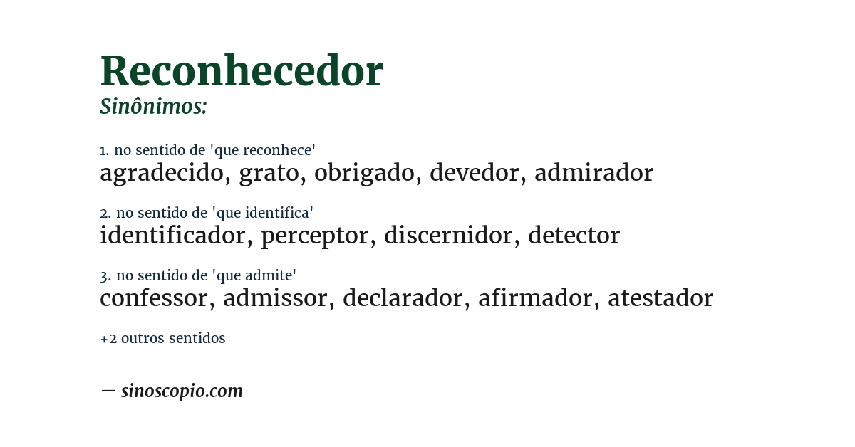 Sinônimo de reconhecedor
