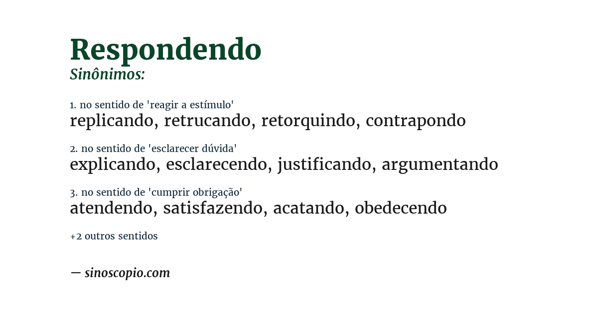 Sinônimo de respondendo