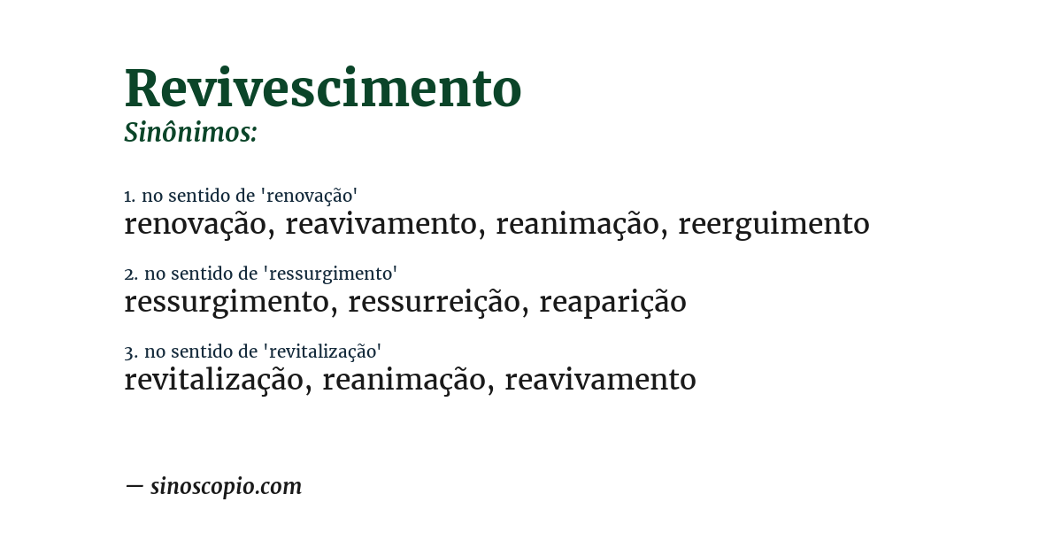 Sinônimo de revivescimento