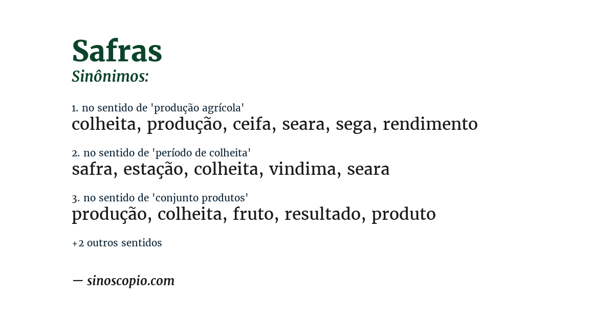 Sinônimo de safras