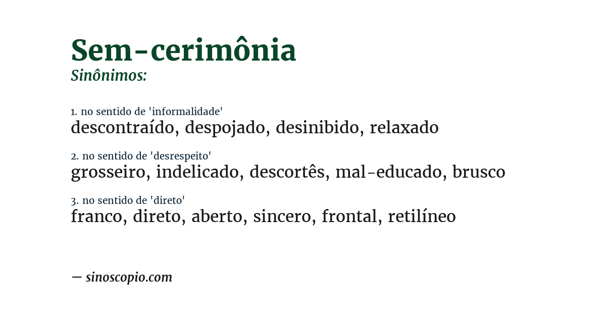 Sinônimo de sem-cerimônia