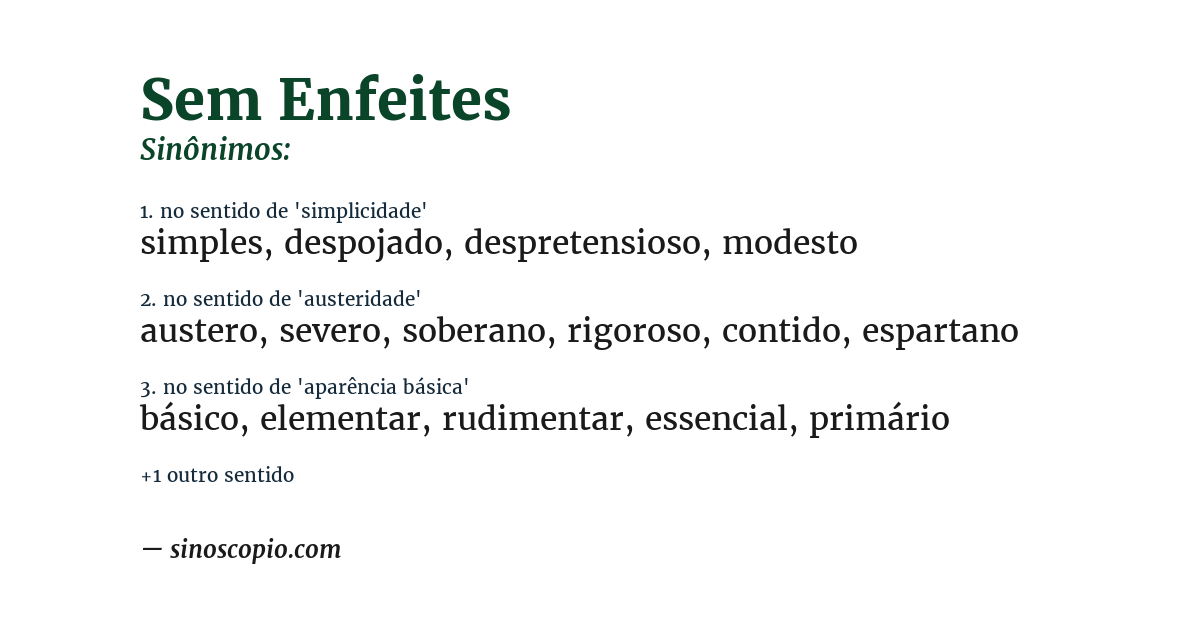 Sinônimo de sem enfeites