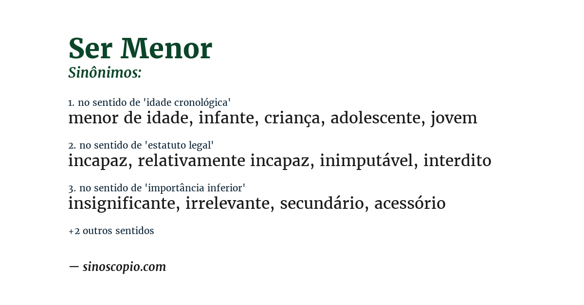 Sinônimo de ser menor