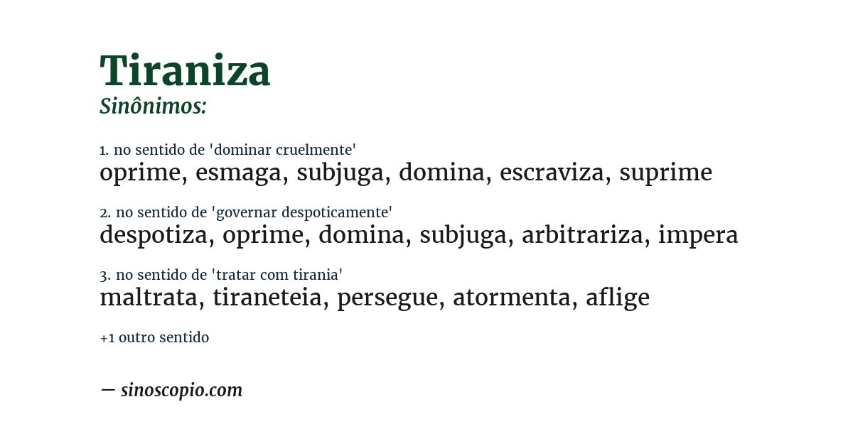 Sinônimo de tiraniza