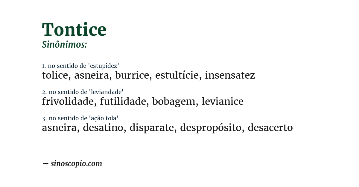 Sinônimo de tontice