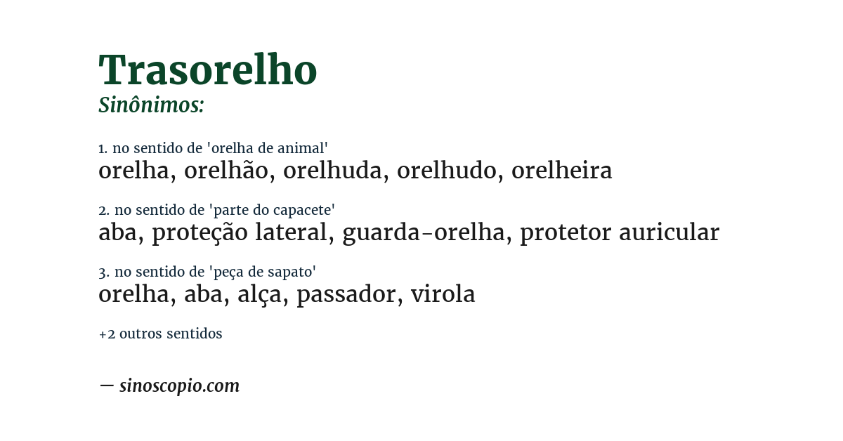 Sinônimo de trasorelho
