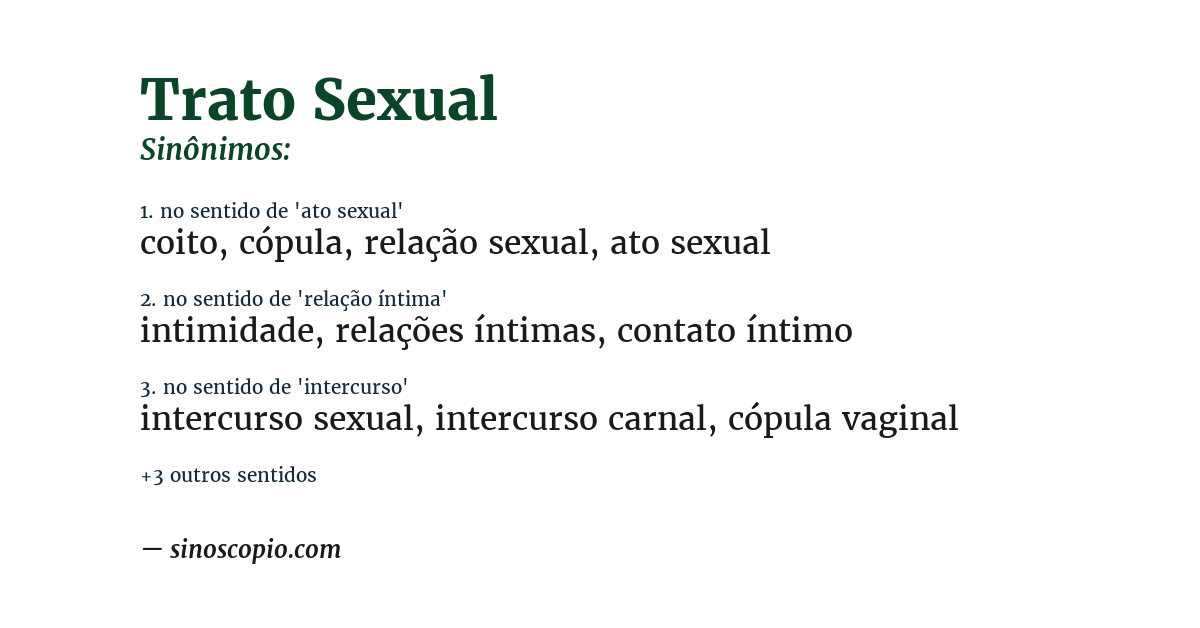 Sinônimo de trato sexual