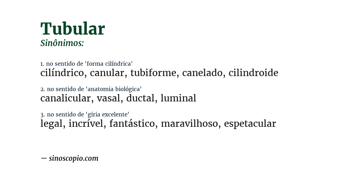 Sinônimo de tubular