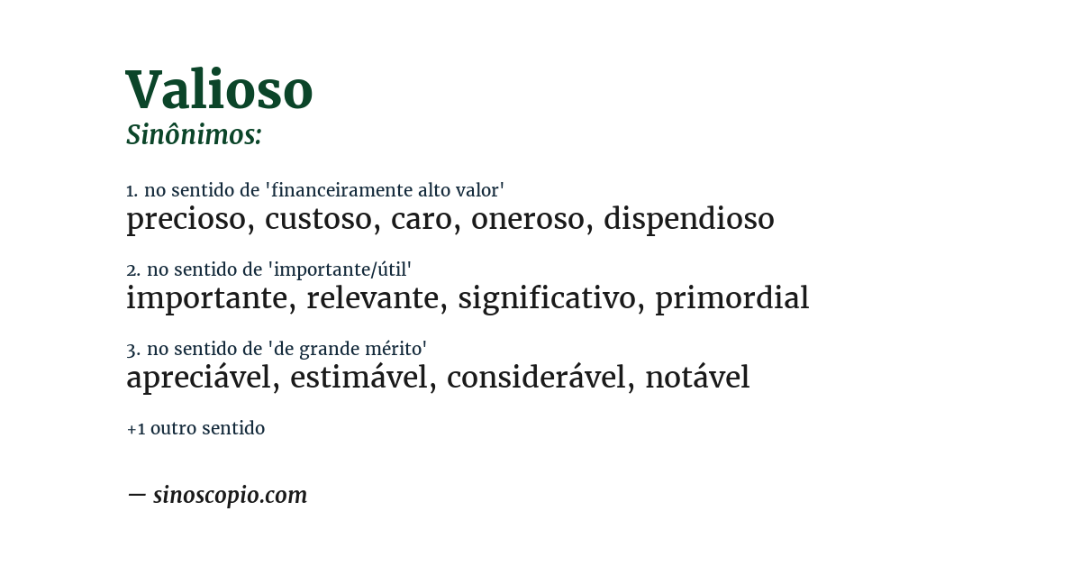 Sinônimo de valioso