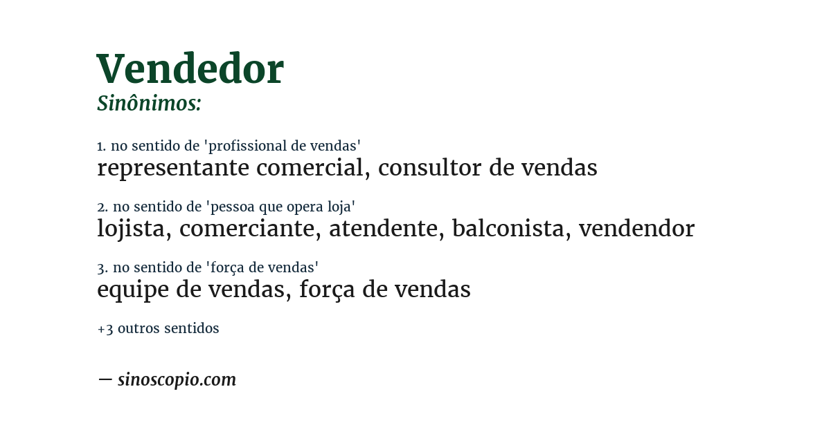 Sinônimo de vendedor