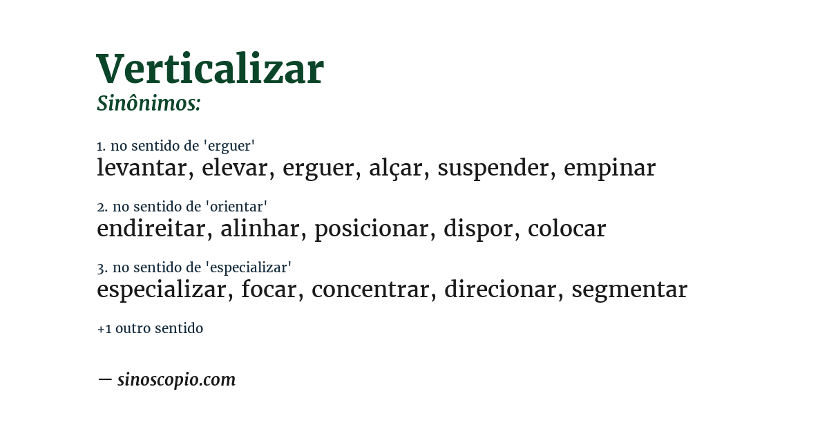 Sinônimo de verticalizar