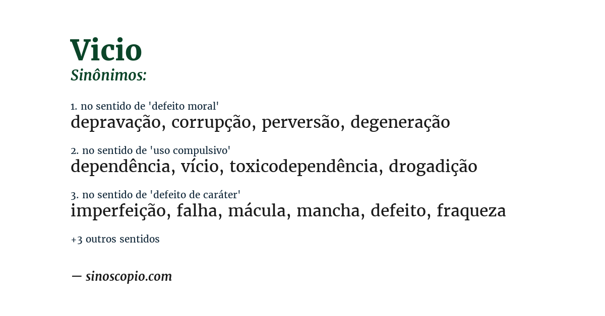 Sinônimo de vicio