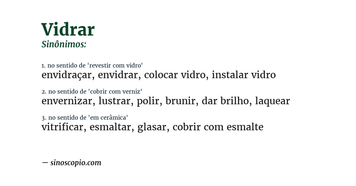 Sinônimo de vidrar
