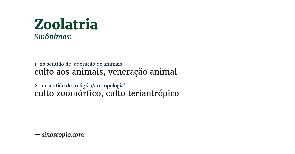 Sinônimo de zoolatria