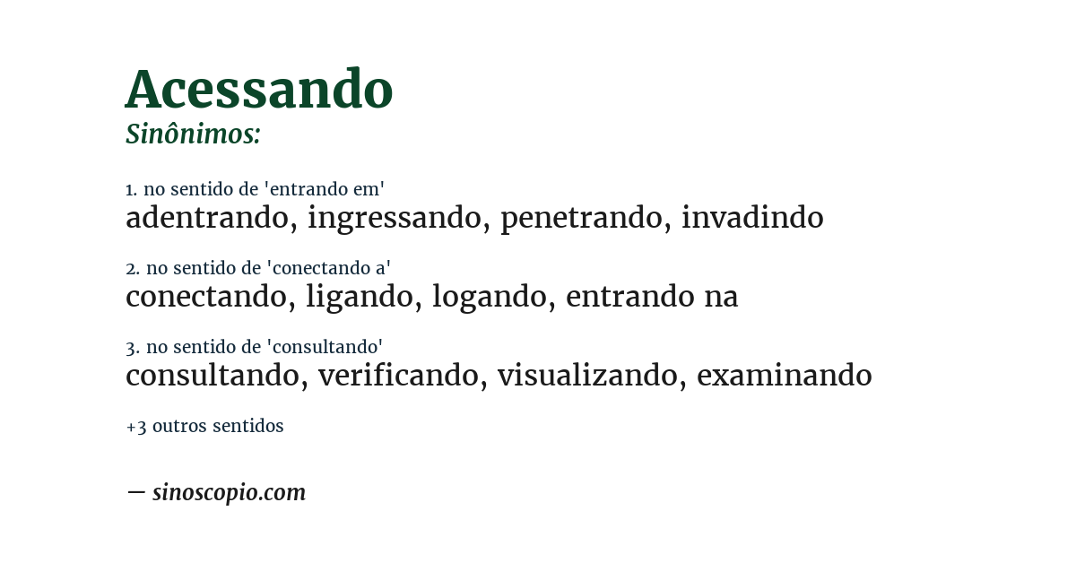 Sinônimo de acessando