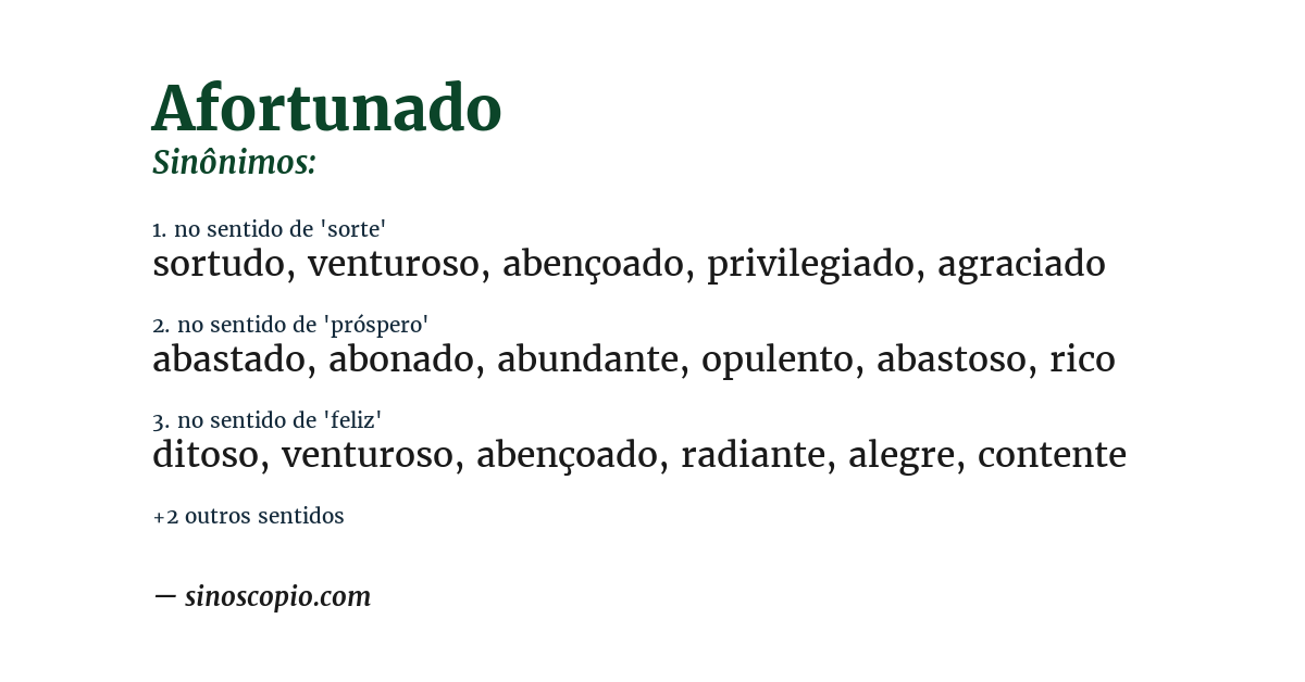 Sinônimo de afortunado