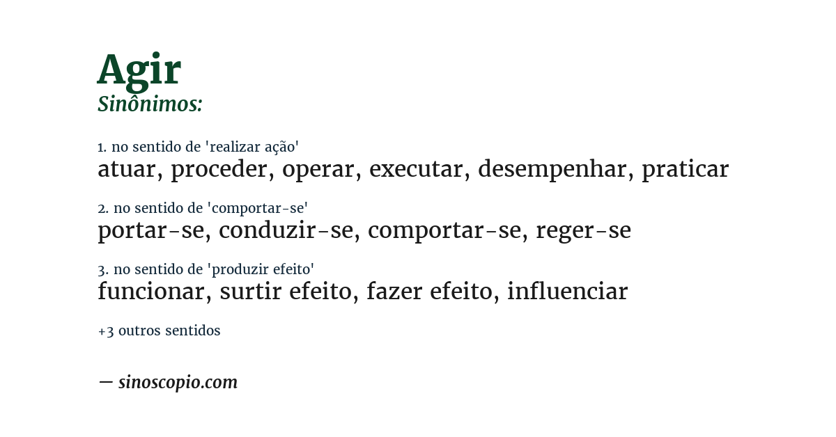 Sinônimo de agir