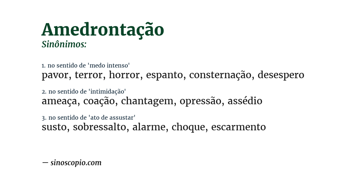 Sinônimo de amedrontação