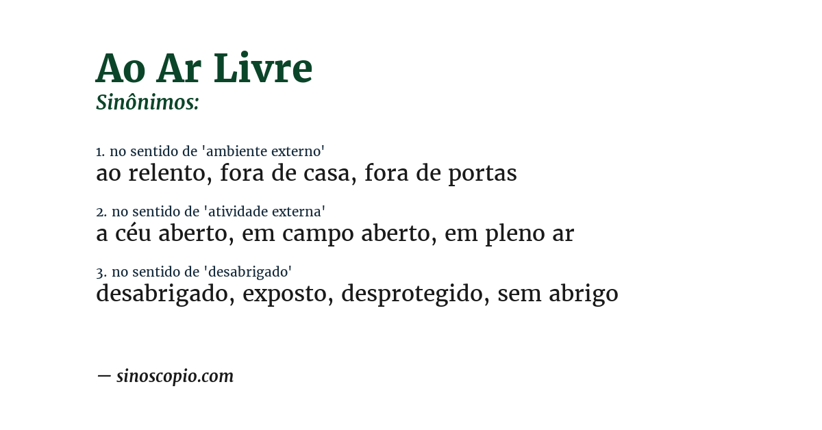 Sinônimo de ao ar livre