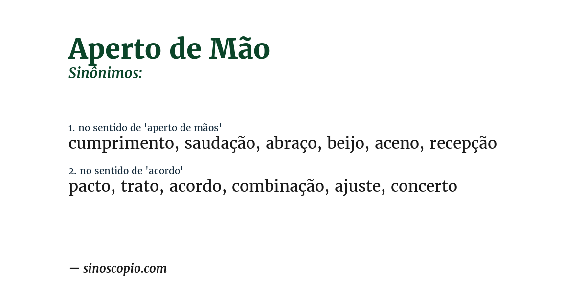 Sinônimo de aperto de mão