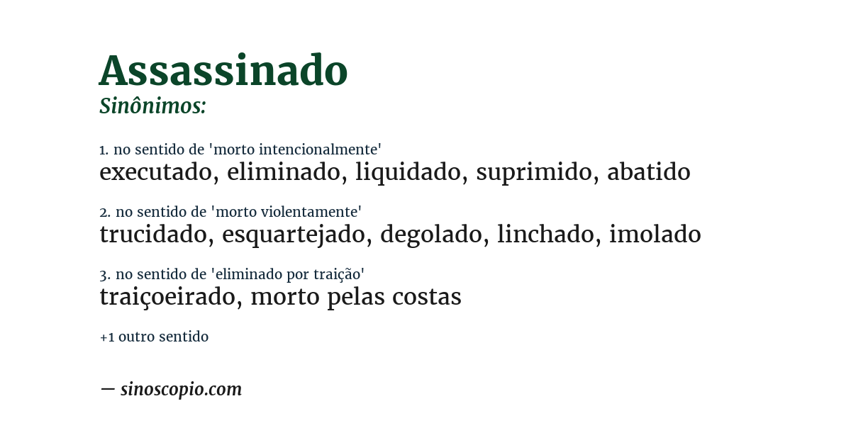 Sinônimo de assassinado