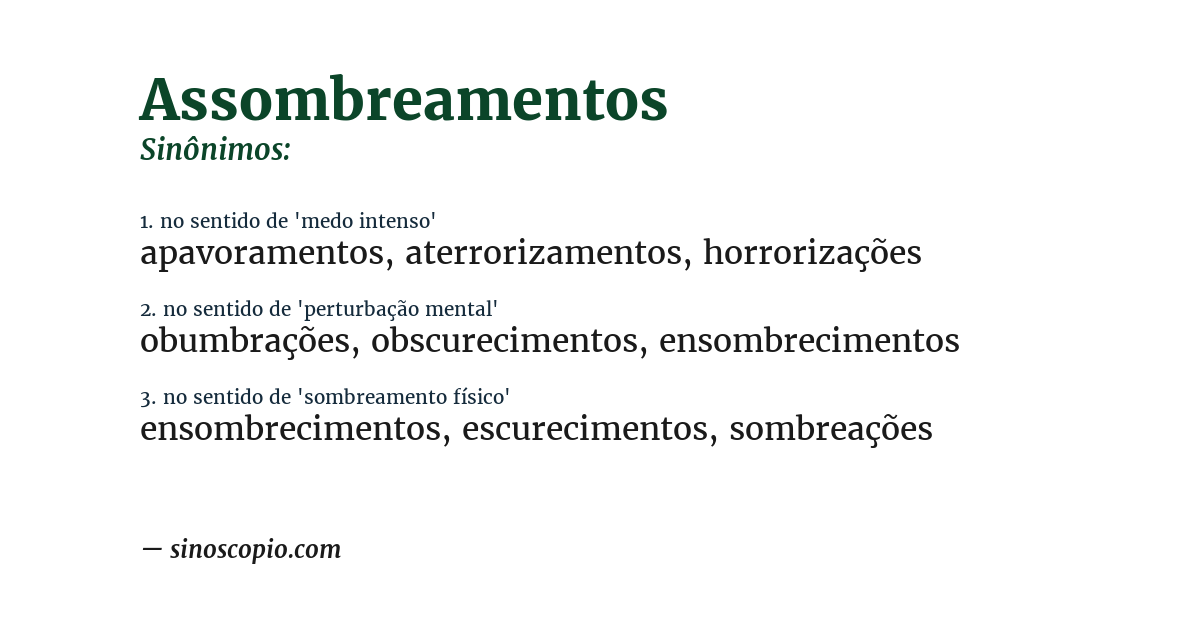 Sinônimo de assombreamentos