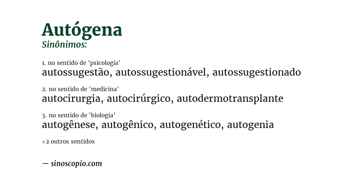 Sinônimo de autógena