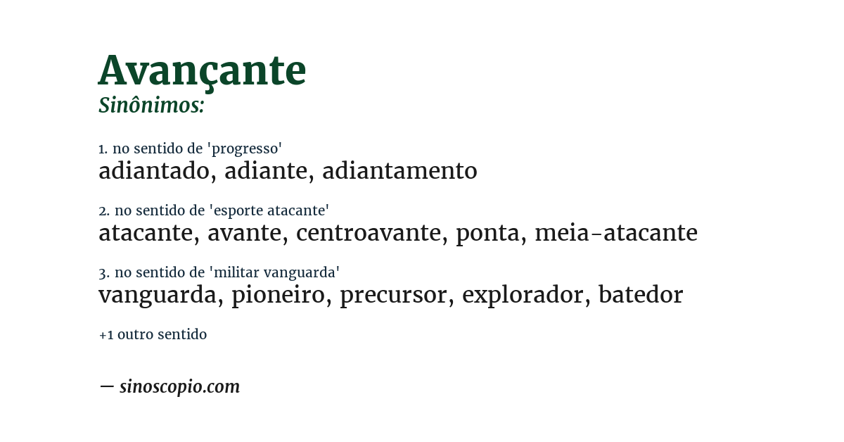 Sinônimo de avançante