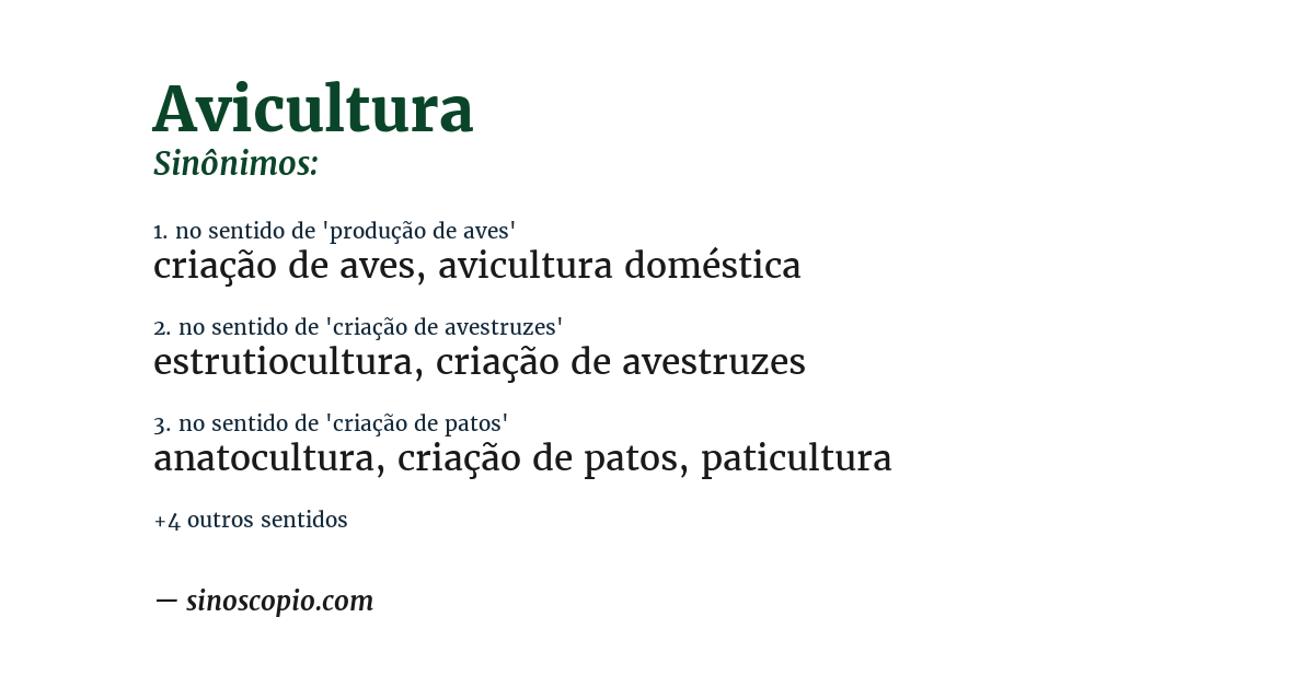 Sinônimo de avicultura