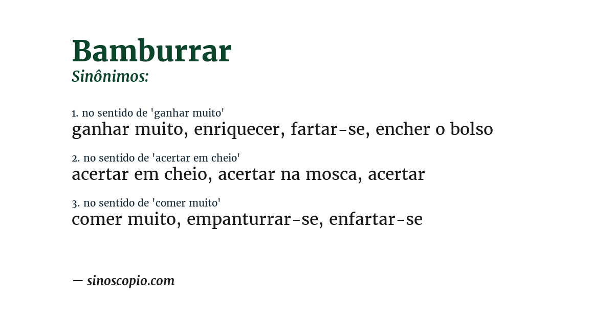 Sinônimo de bamburrar
