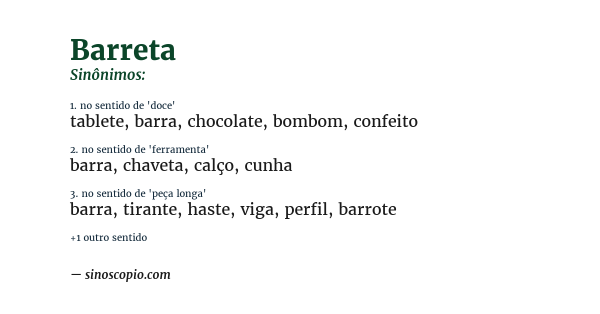 Sinônimo de barreta